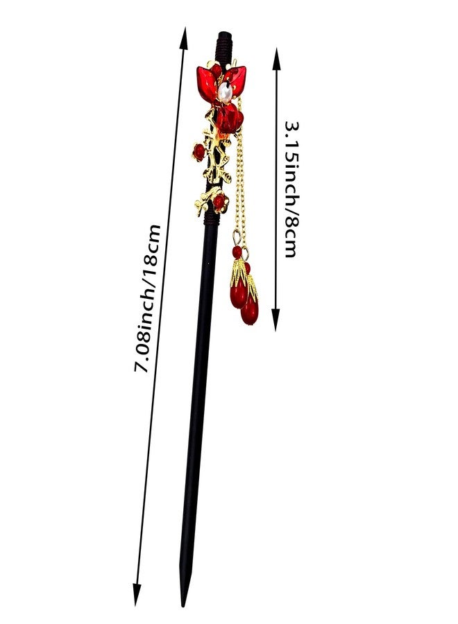 Arvintas 4 PACK Chinese Hair Chopsticks for Women, Wooden Hair Accessories, Japanese Hair Stick, Retro Tassel Retro Handmade Hairpins Flower Tassel Hair Chopsticks for Long Hair - Image 2